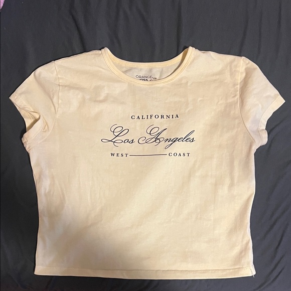 orange kiss Tops - Women's Crop Top - Cream with Black Print